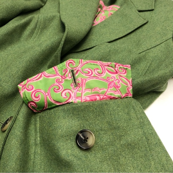 Vintage Lilly Pulitzer Wool Blend Blazer Jacket Green Size 4 - Picture 12 of 13